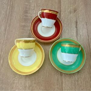 3 Sets MINTONS ENGLAND J Mc D&S Co Bone China Demitasse Espresso Cups‎ & Saucers